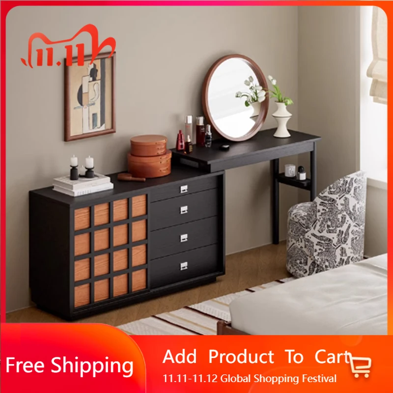 

Women Modern Vanity Table Bedroom Makeup Drawers Mirror Chair Bedside Study Dressing Table Wood Girl Vestidores Home Furniture