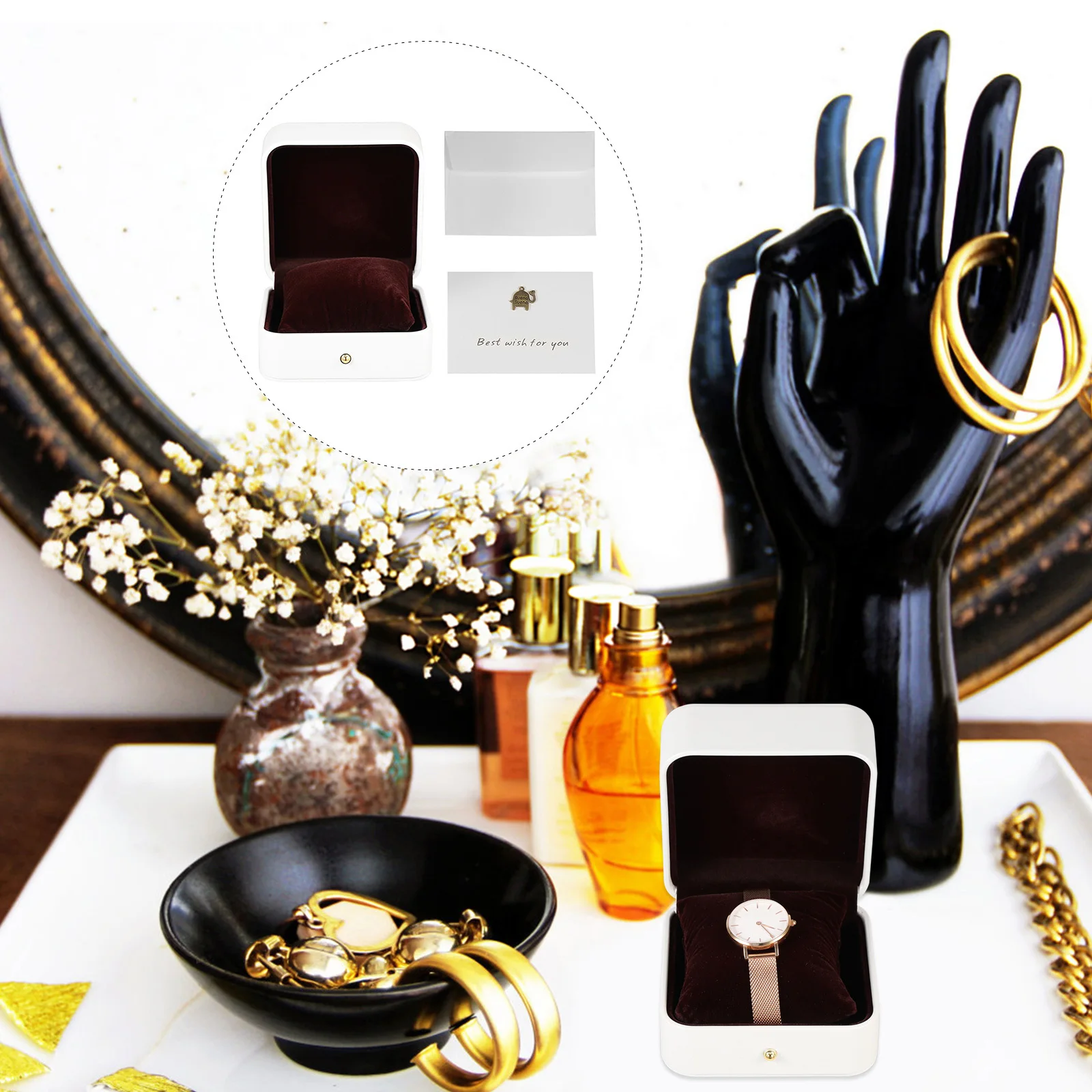 1Pcs Jewelry Bracelet Storage Box Watch Organizer Small Pillow Protective Compact Case Gift Packing Box Gift Packing Case