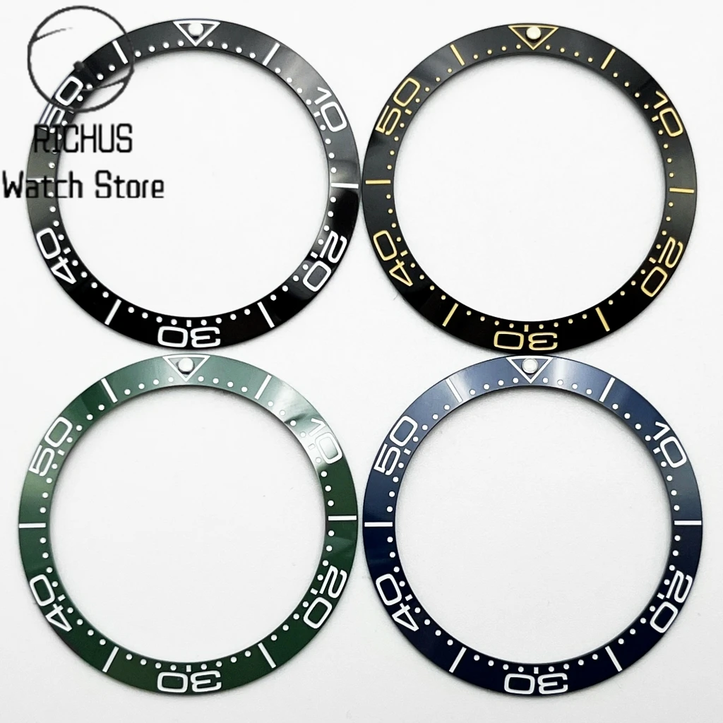 38 مللي متر * 30.6 مللي متر إكسسوارات ساعة بإطار سيراميك أسود/أزرق/أخضر عالي الجودة