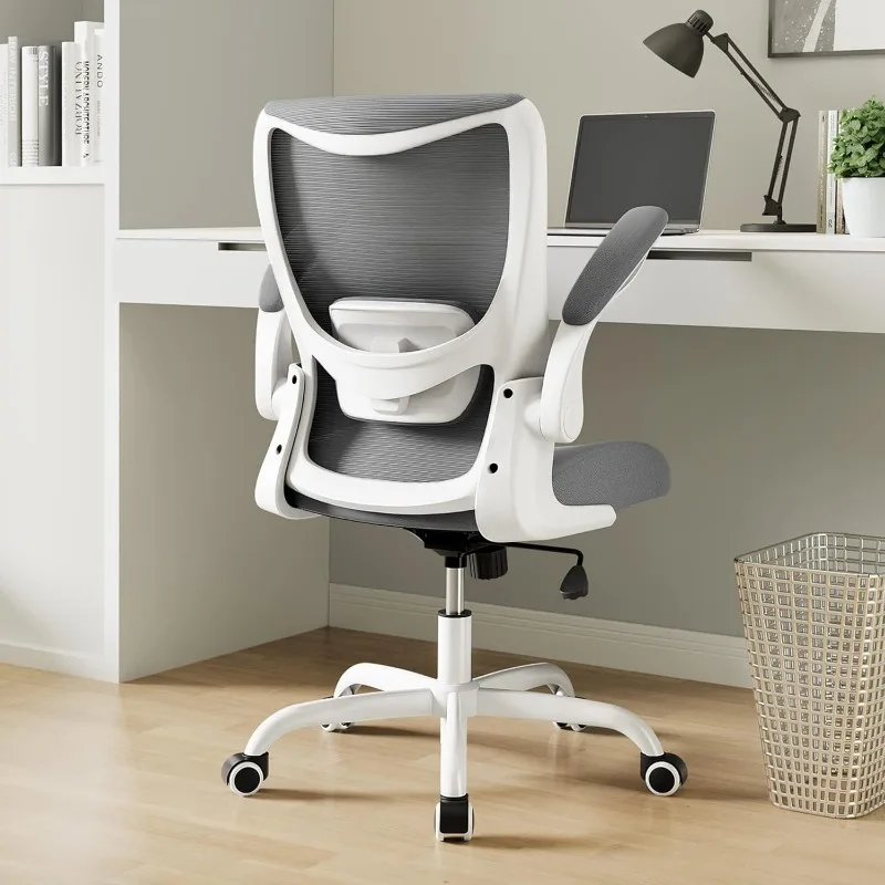Ergonomic Desk Chair with Adjustable Lumbar Support and Flip up Armrest, Breathable Mesh Computer