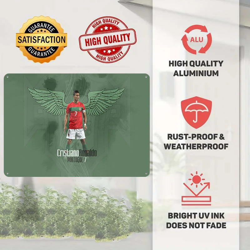 Cristiano Ronaldo Football Printed Poster Customized Retro Wall Art Vintage Metal Tin Signs for Home Room Accessories Wand Deko