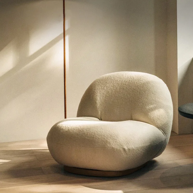 

Small apartment simple sofa chair clothing store rental bedroom single leisure chair cream wind rotating chair