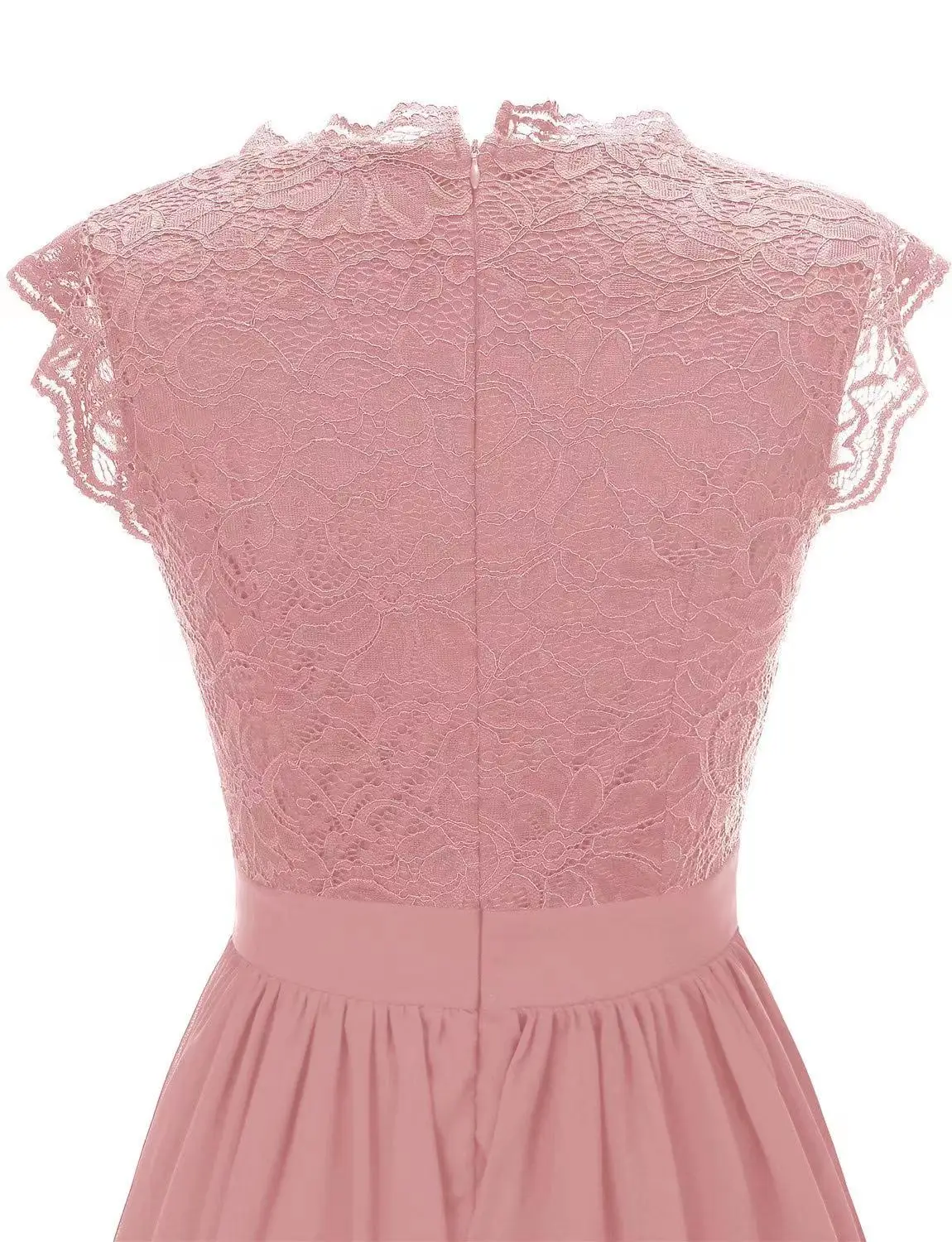 Sexy Hollow V-Neck Sleeveless Lace Splicing Chiffon High Low Two Layers Long Dress