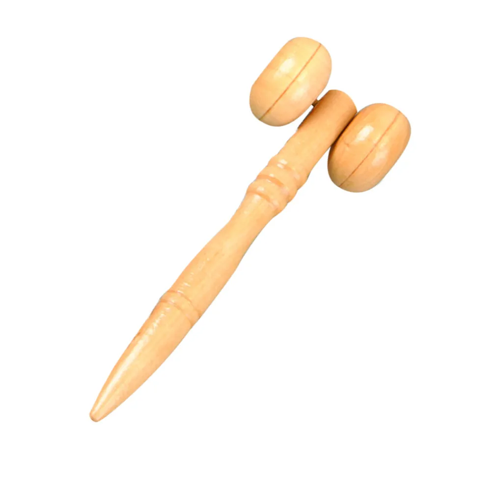 Wooden Face Massager Roller Natural Wood Smooth Handle For Neck Shoulder Back Leg Massage Relief Stiffness Blood Pressure