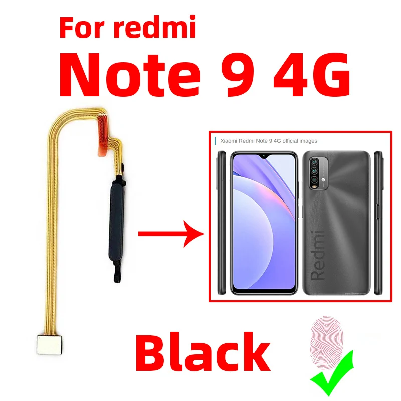 Original For Xiaomi redmi note 9 4G Fingerprint Sensor Home Return Key Menu Power Button Flex Ribbon Cable