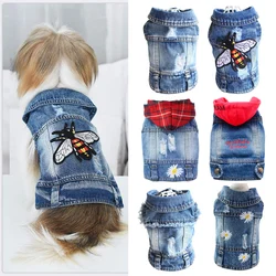 Spring Fashion Denim Dog Jacket, Classical Puppy Clothes for Small Dogs, Chihuahua Jeans, Personalized Pet Costume, 2023