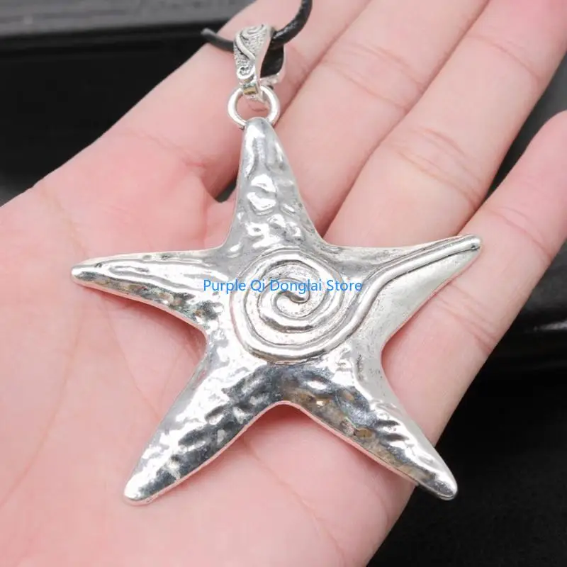 L21E Chunky Pentagram Necklace Jewelry Gift for Women Mens Exaggerate Y2K Star Charm Necklace Clavicle Chain Jewelry Gift