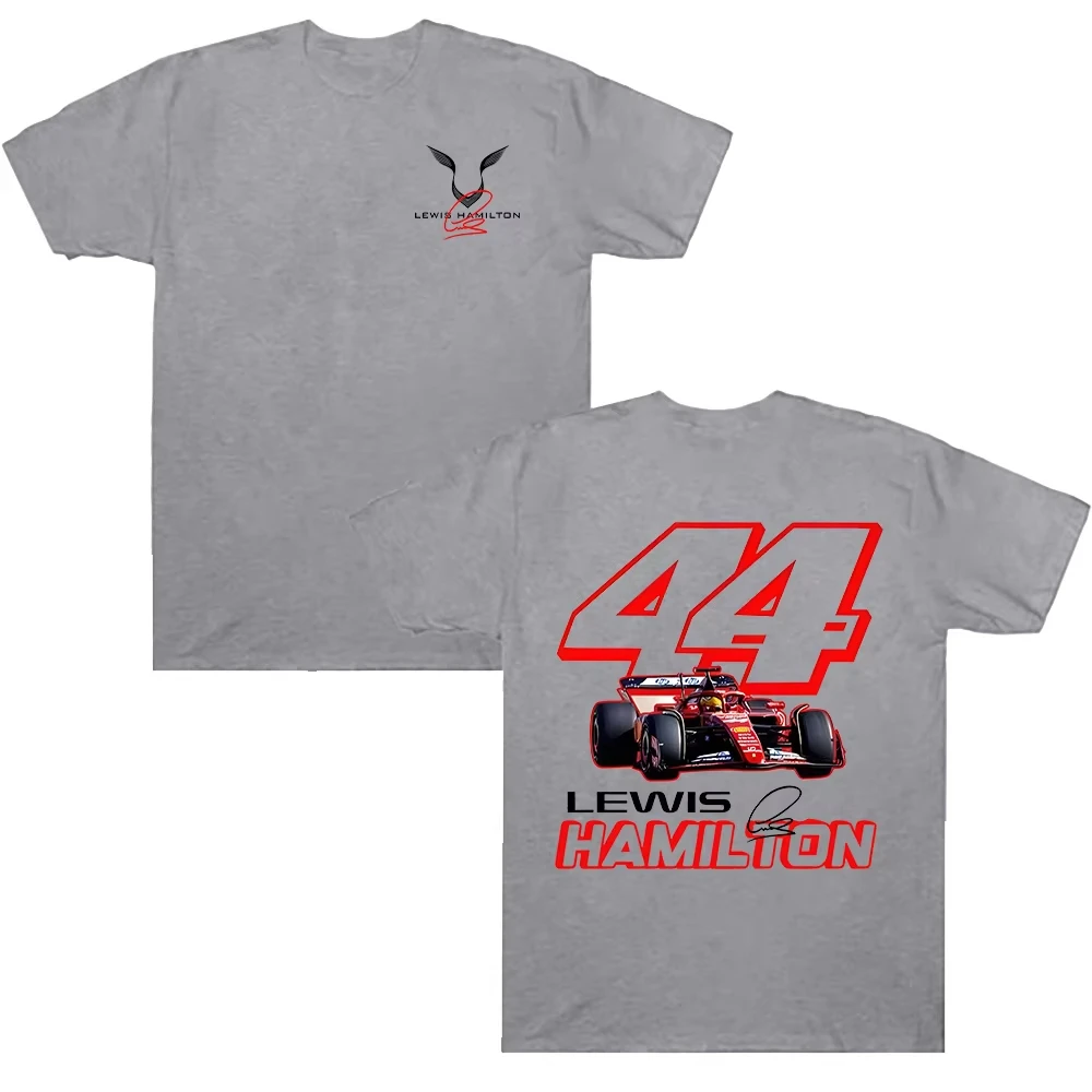White Model Lewis Hamilton Racing Car 44 Number T-Shirt Cotton Graphic Tee Men Women Summer Streetwear - view 4