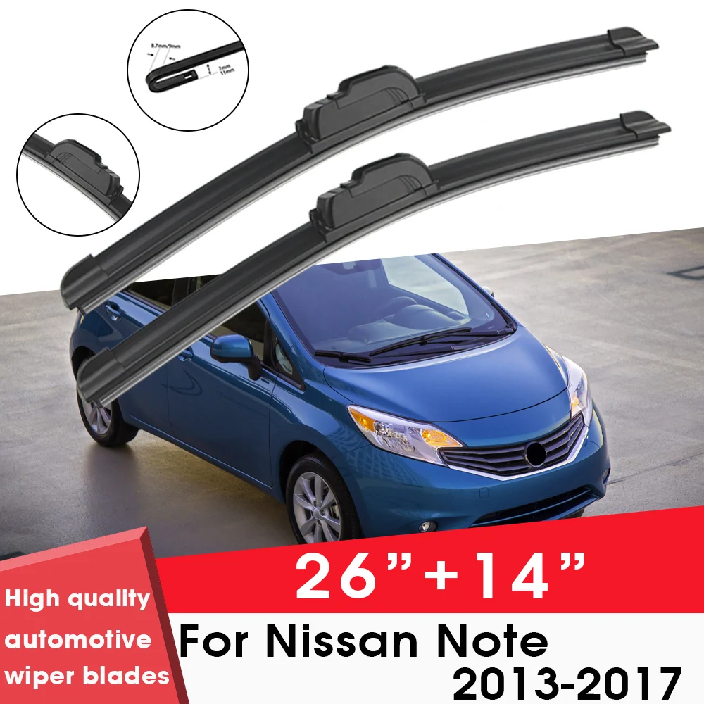 

Car Wiper Blade Blades For Nissan Note 2013-2017 26"+14" Windshield Windscreen Clean Rubber Silicon Cars Wipers Accessories