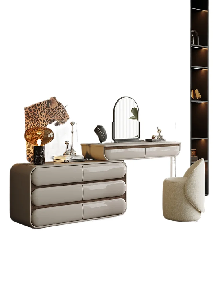 

Solid wood dresser chest integrated master bedroom cream wind light luxury small apartment makeup table 2025 new