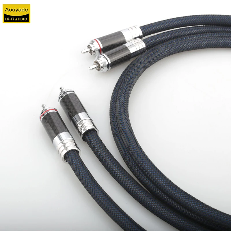 AouyadeFever 4-core silver plated CD decoder amplifier dual lotus audio cable two to two RCA signal cable audio connection cable