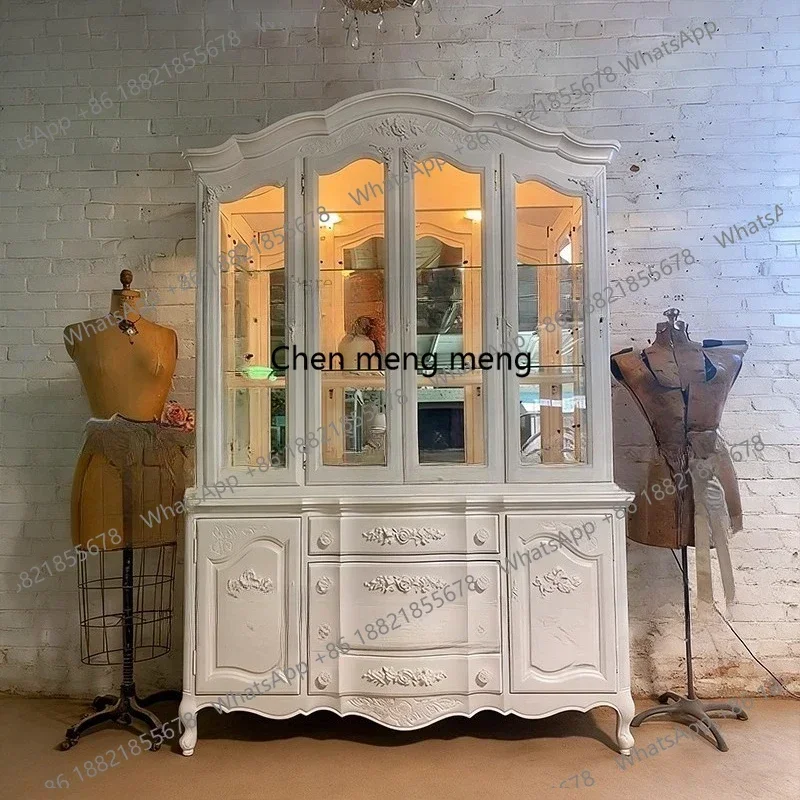 Z136 Entrance Carved Console Table/Simple Mid-Century Style Solid Wood American Retro Console Table