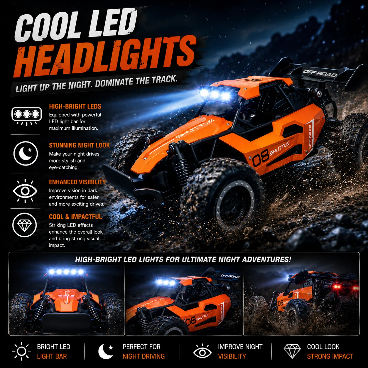 1:16 Scale Remote Control Monster Truck 2.4G High Speeds Off ...