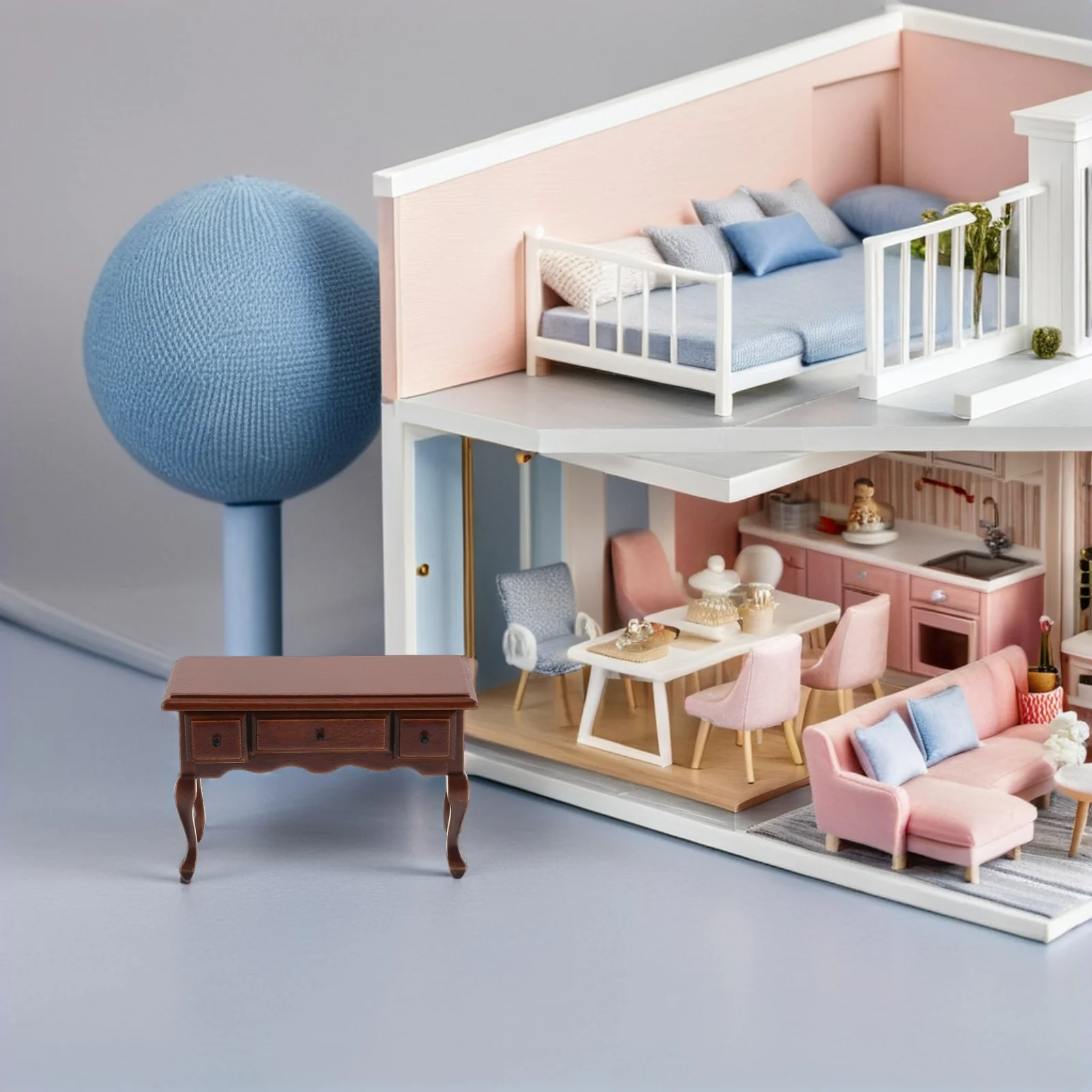 1 stuks miniatuur poppenhuismeubilair lichtbruine houten tafel realistisch ontwerp mini-keukenaccessoires veelzijdige compatibiliteit
