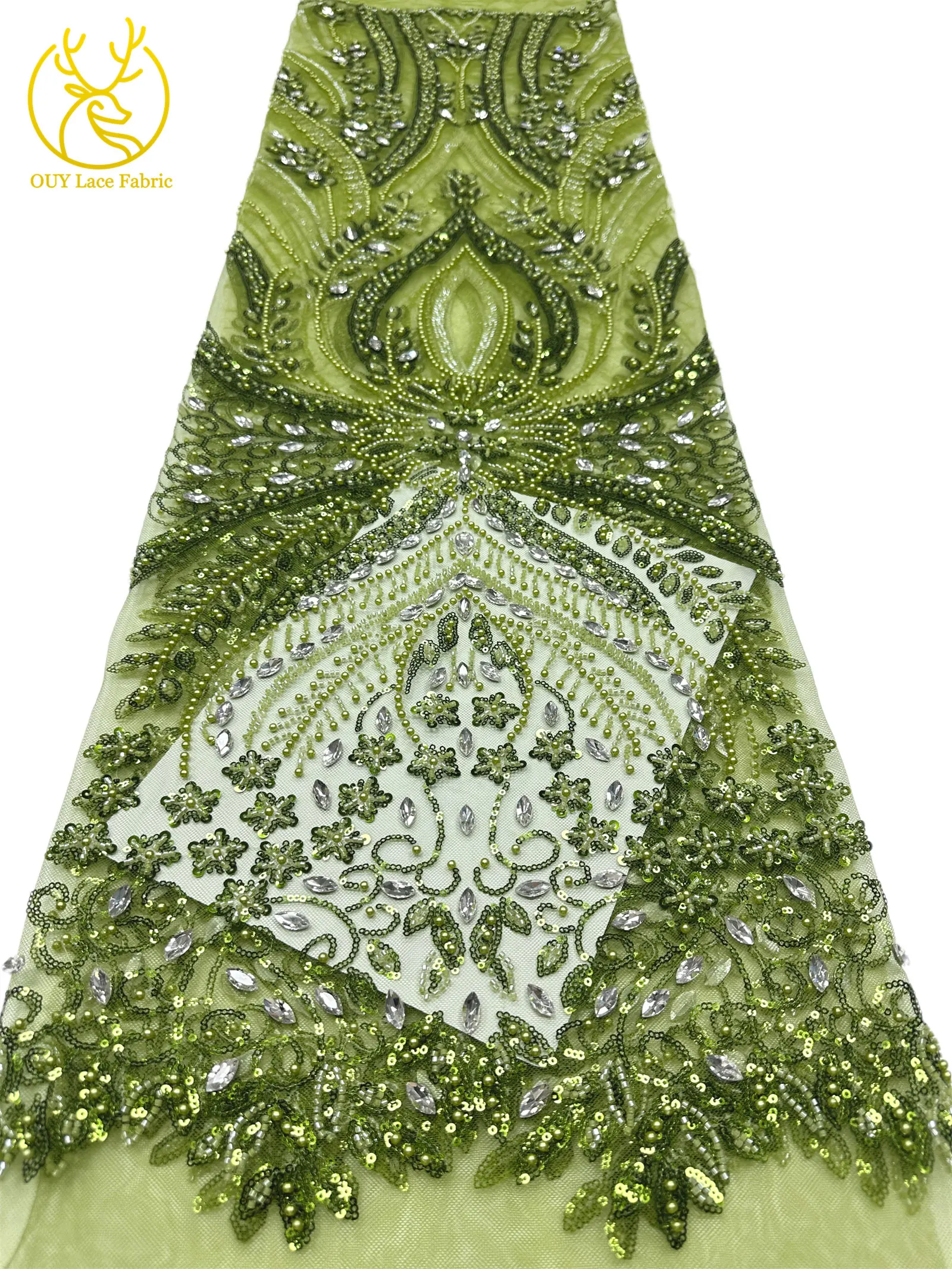 2026 Neues Design Afrikanischer Perlen-Diamant-Spitzenstoff Französischer Nigerianischer Pailletten-Tüll für Damen Partykleid Dekoration Nähen – Detail 34