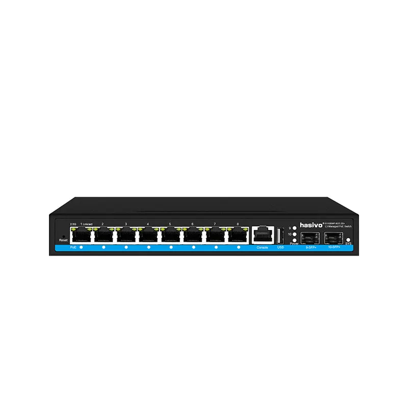 8 พอร์ต L3 จัดการ PoE 2.5Gps หรือไม่มีสวิตช์ PoE + อัปลิงค์ SFP 2 * 10G