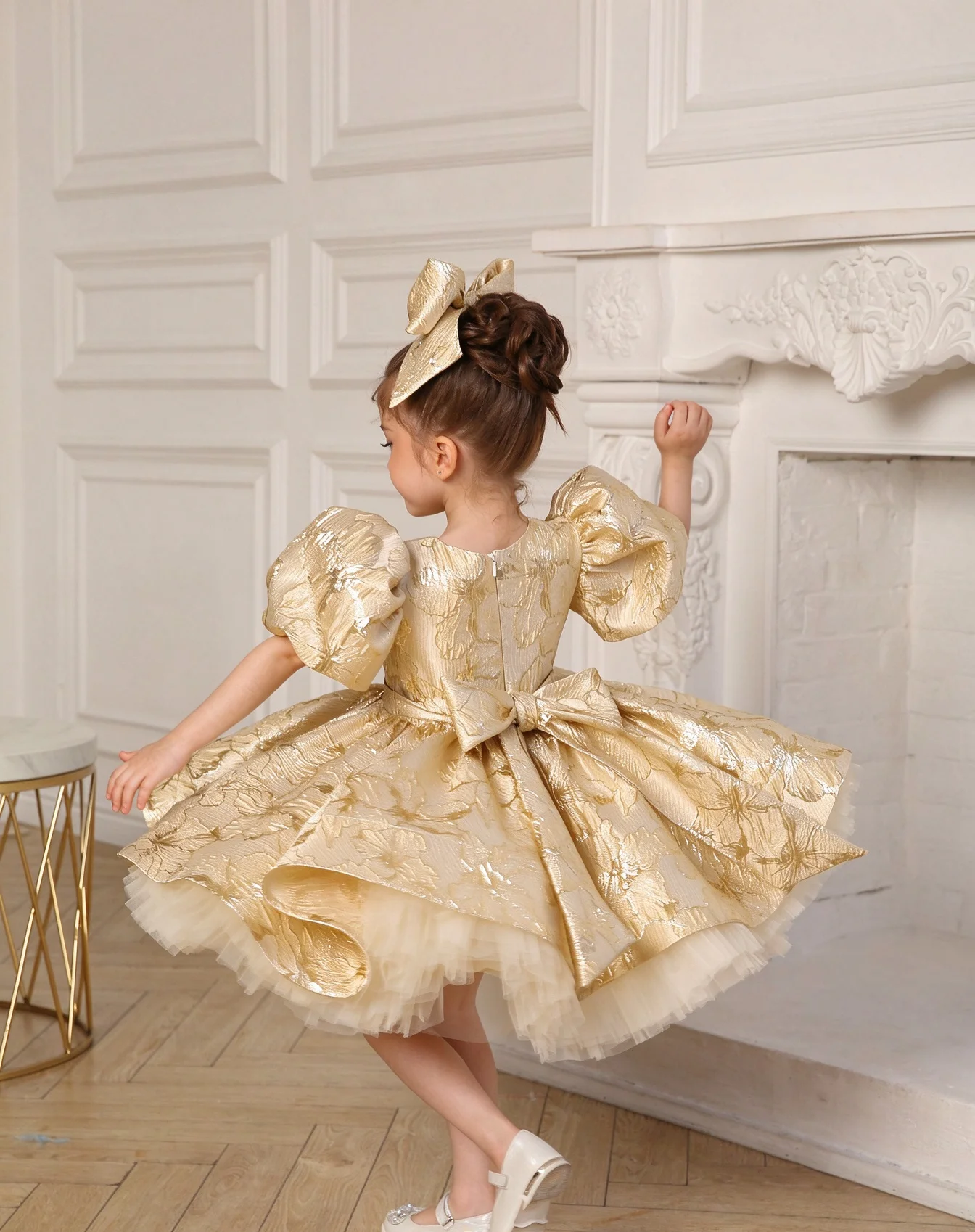 Princess Flower Girl Dresses for Wedding Short Sleeves Knee Lenght Kids Birthday Party First Communion Ball Gown Custom