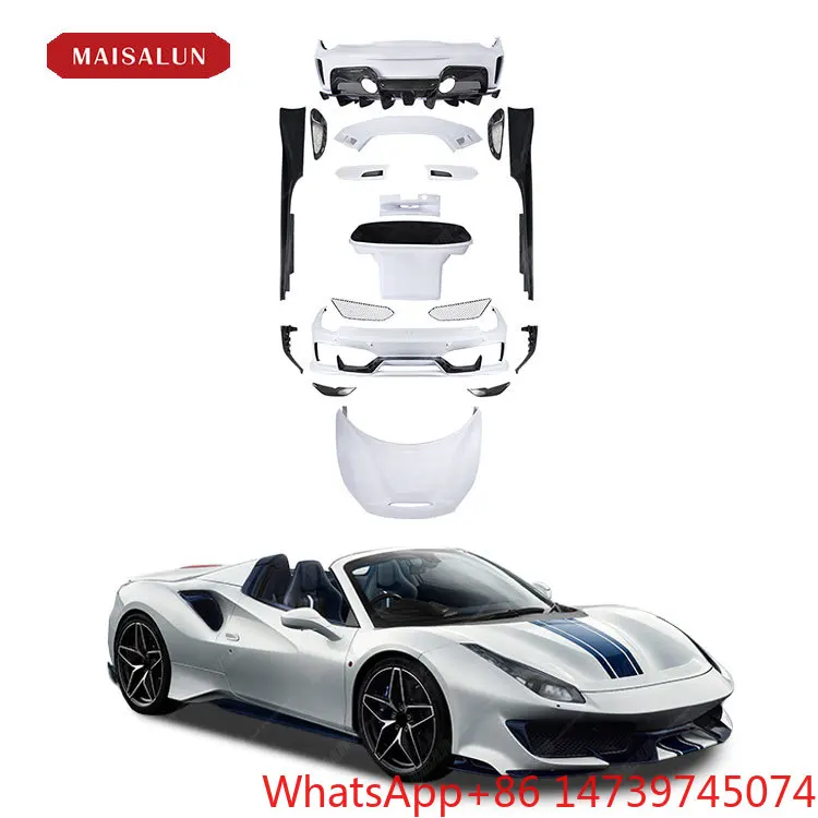 P‑Style Semi‑Carbon‑Fiber Full Aero Body Kit 488 GTB Spider 2015‑2020 Performance Upgrade PartsCar Partsold‑to‑new Upgrade