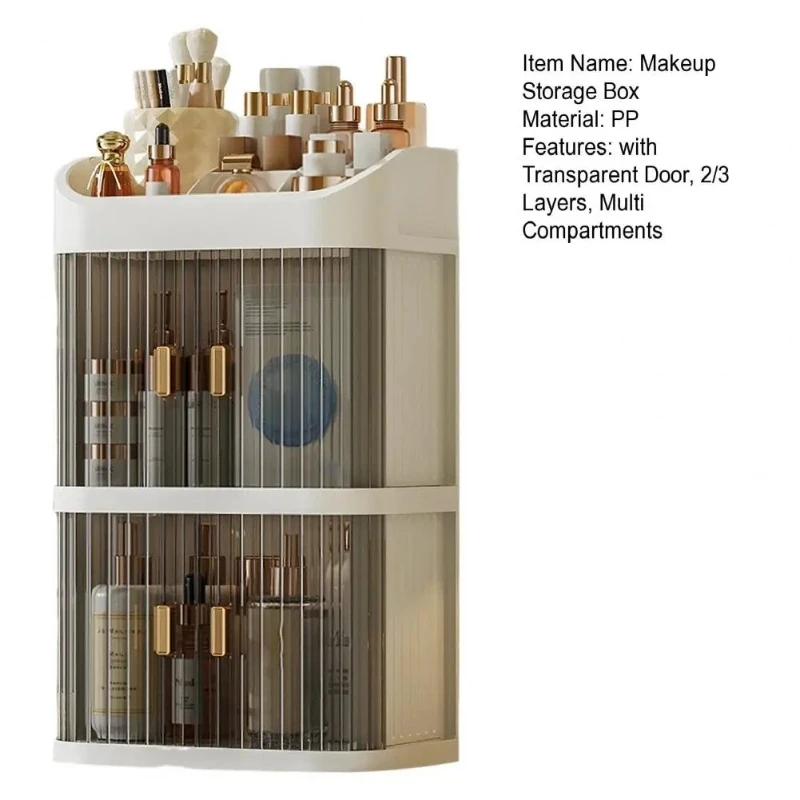 ￥Crystal Clear Dustproof Cosmetic Organizer | Luxe 1/2 Layer Tray | 360° Visible, Your Practical Vanity Mate