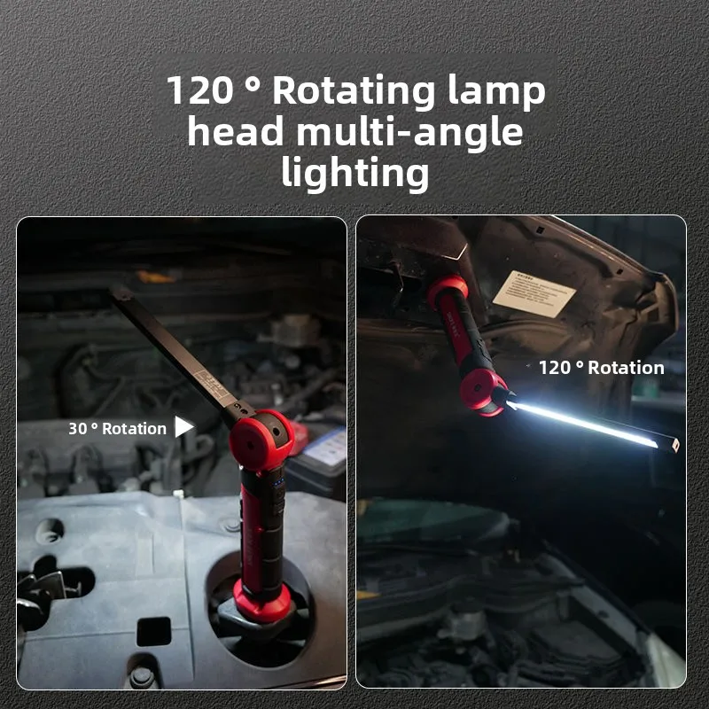 Work light Dual light source Lithium battery lighting light Strong magnetic anti-drop maintenance car flashlight