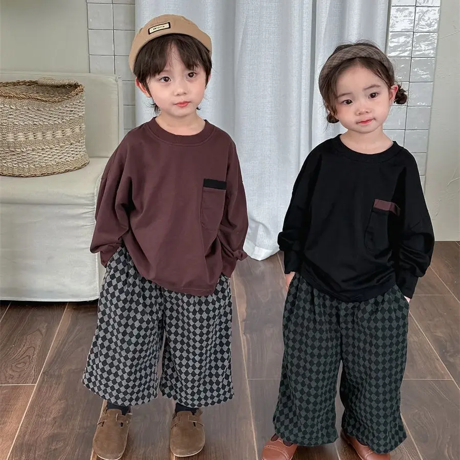 

2023 Autumn Children's T Shirts Korean Style Boys Sweatshirt Baby Fashion Clothes Girls Long Sleeve T-shirt Kids Cotton Tees Top