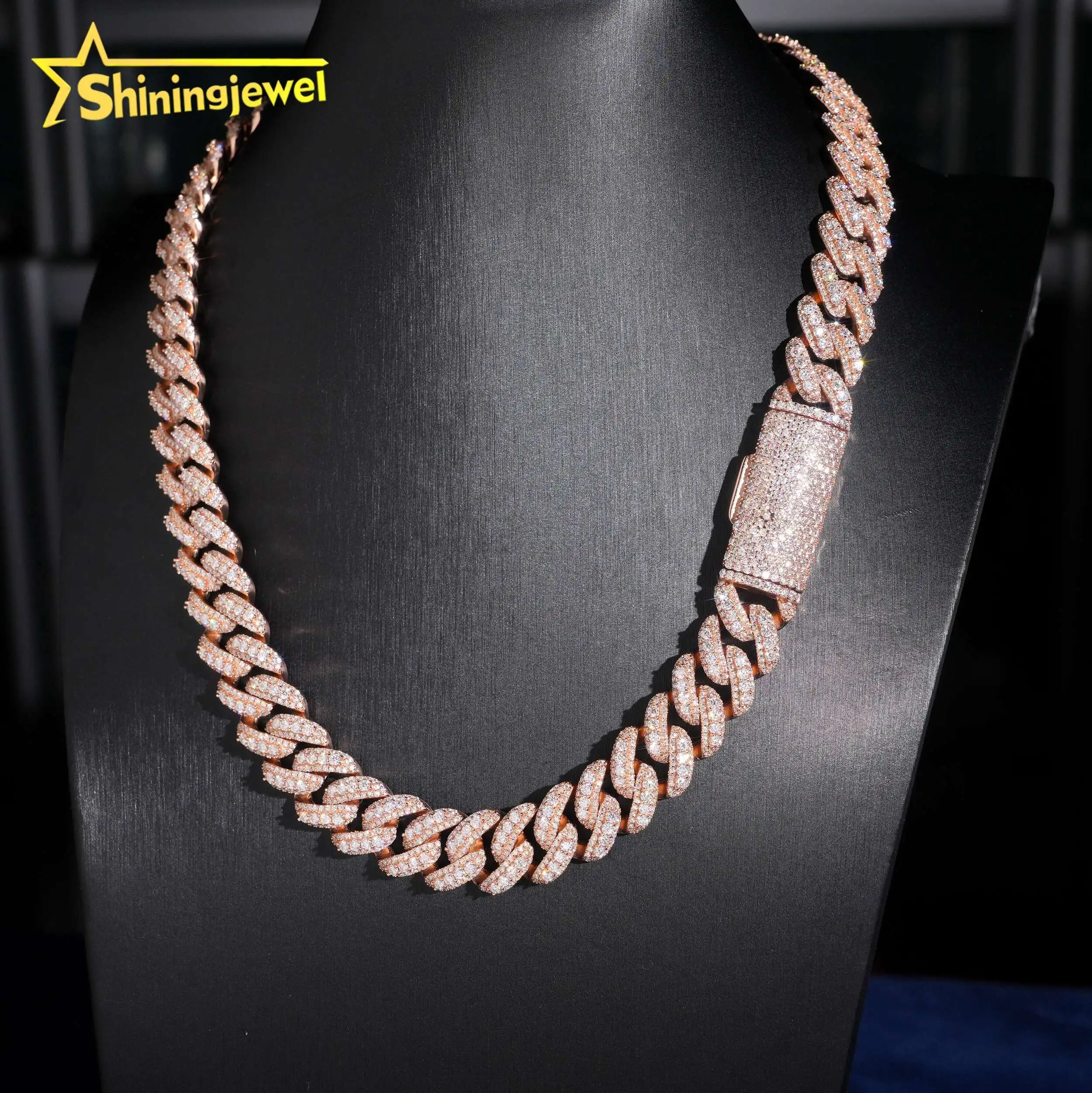 Sale Hot 925 Silver Cuban Link Chain Moissanite Diamond 15mm Miami Men Cuban Link Necklace Bracelet Hip Hop Jewelry.