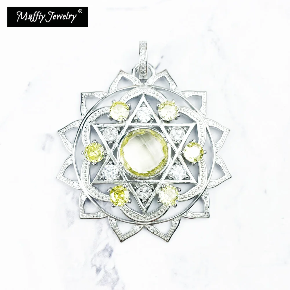 HEART CHAKRA Pendant 925 Sterling Silver With Yellow Zircon Stones New Fine Women Jewelry Accessories Fit Necklace Soul Gift