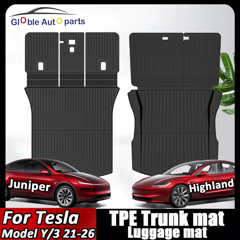 For Tesla Model 3 Highland Tesla Model Y Juniper 2021-2026 All-in-one TPE Trunk mat Luggage mat Four Seasons Waterproof Non-slip
