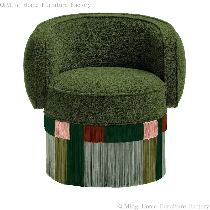 6 Luxury Italian Designer Living Room Swivel Club Armchair With Decorative Fringes Tassel Velvet Accent Chair For Bedroom