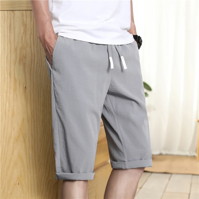 Linnen Korte Mannen 3/4 Lengte Knie Katoen Grote Maat 4XL Hoge Taille Losse Casual 3XL Bermuda Mannelijke Lange Mannen 'S Zomer Broek