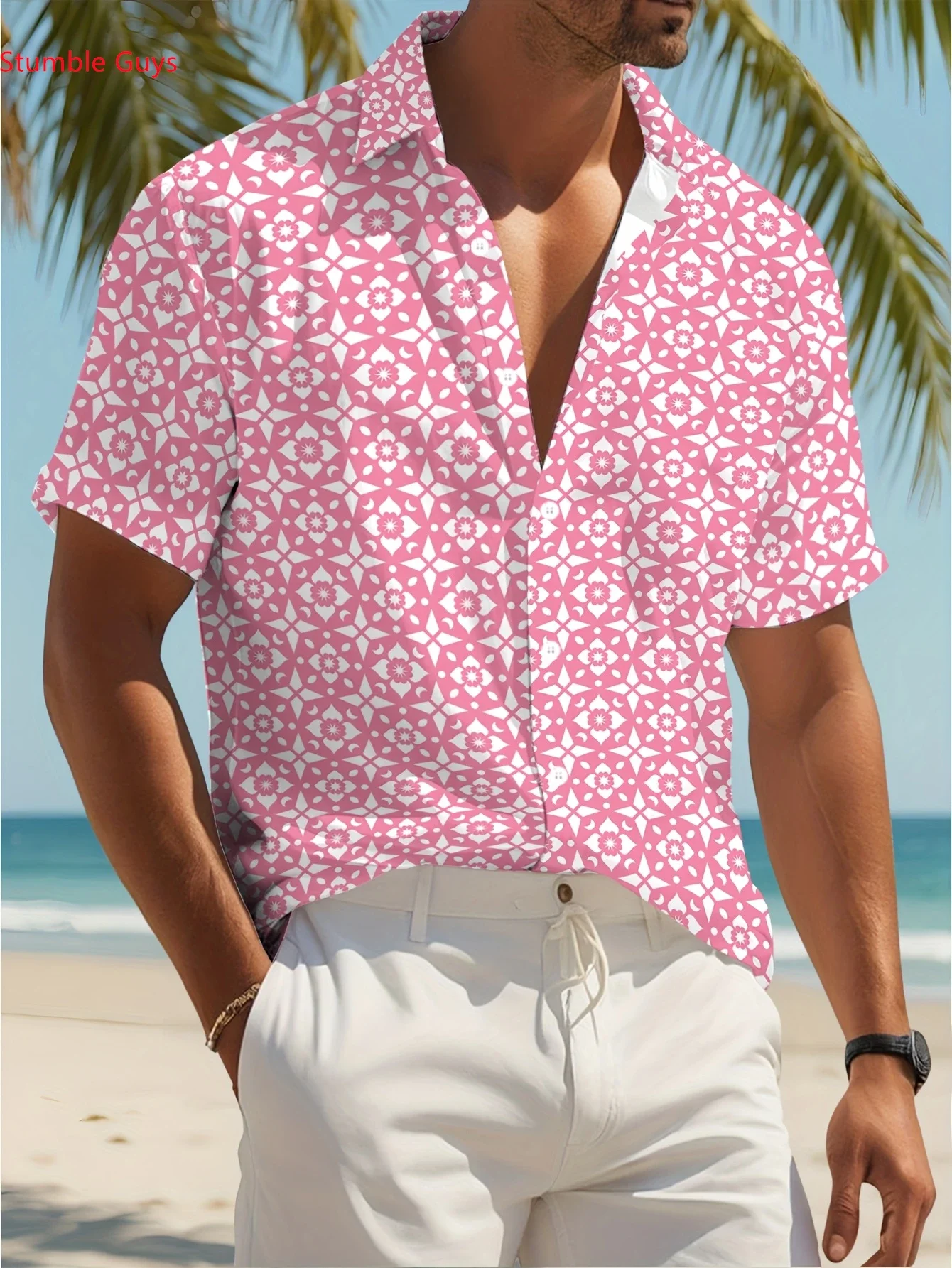 

Men's Casual Breathable Shirt SummerMan Women Short Sleeve Hawaiian Fashion Print Lightweight Beach Party Tops