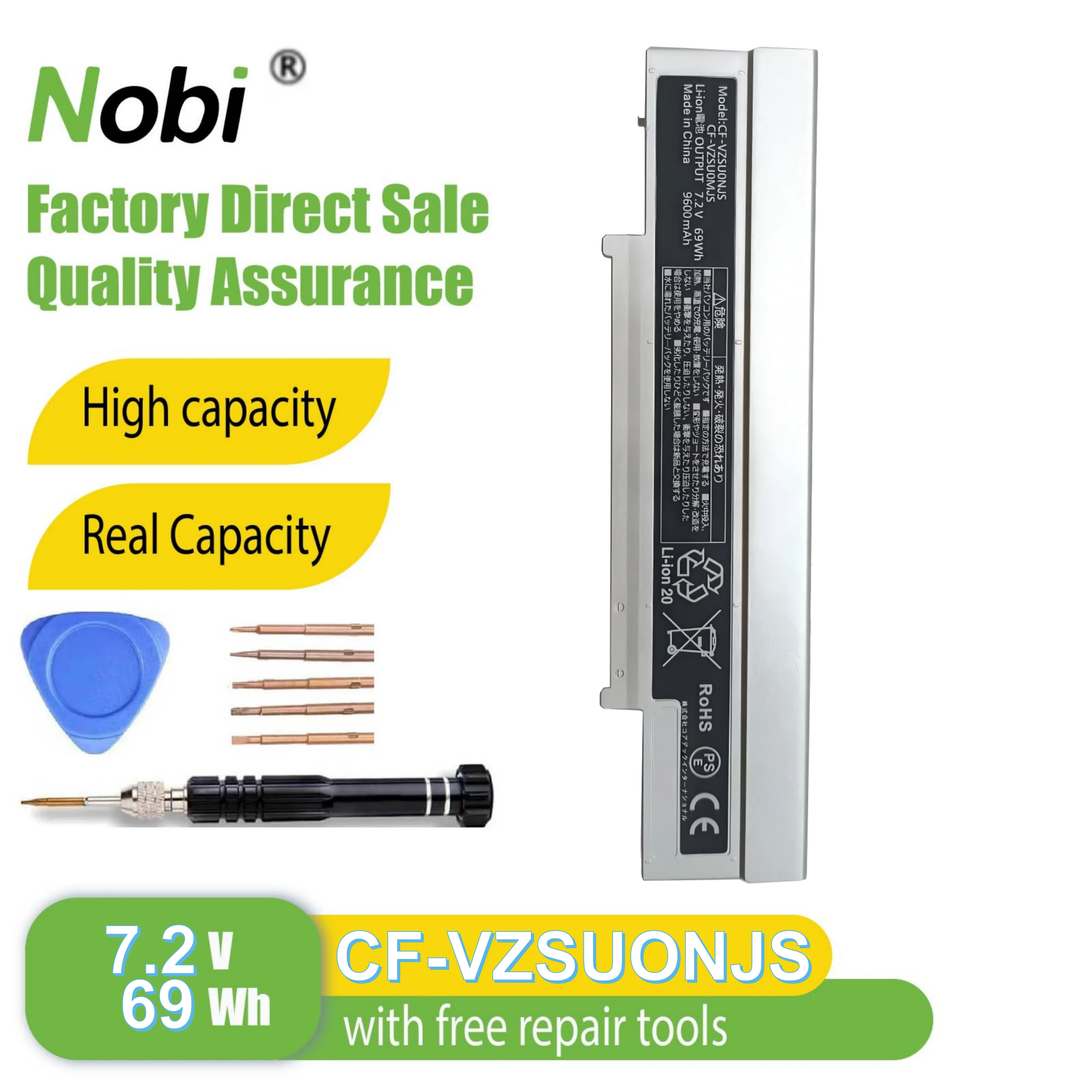 

Nobi VZSU0MJS CF-VZSU0MJS VZSU0NJS CF-VZSU0NJS CF-VZSU0MR CF-VZSU0RJS battery for Panasonic CF-SZ5 CF-SZ6 series （69Wh 7.2V）