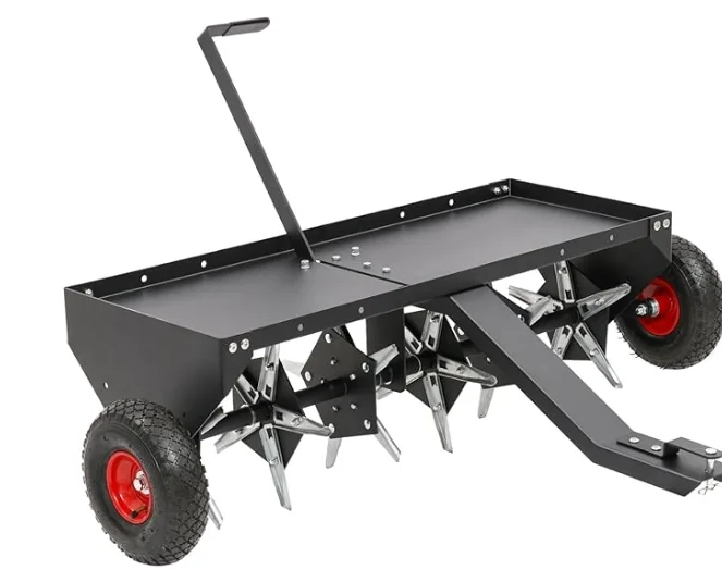 Transport Wheels, Lawn Aerator Tow Behind with 30 Galvanised Steel Tines, Pull Behind Aerator for Gardens, Lawns, Farms