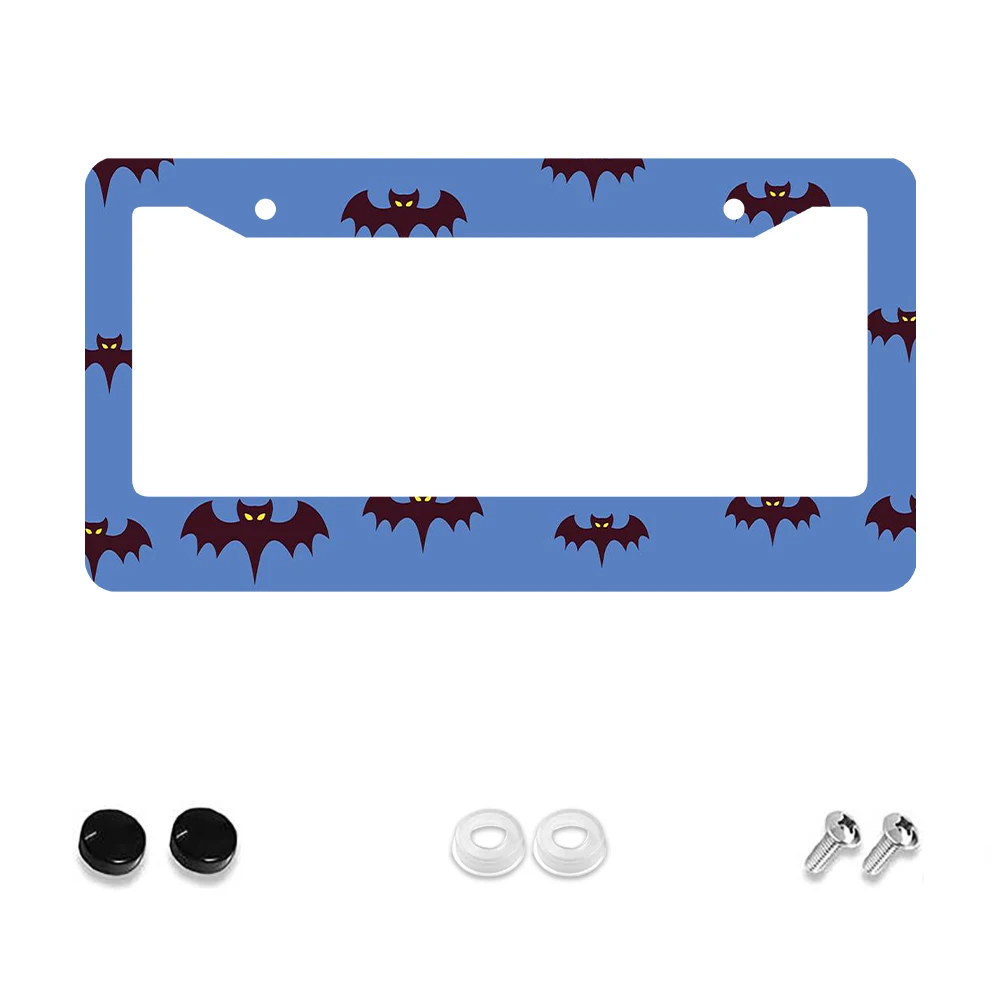 

1 шт. Рамка номерного знака с синим и фиолетовым узором «летучая мышь» с 2 отверстиями, алюминиевый материал, 6x12 дюймов, с набором винтов, ретро-новинка автомобиля D