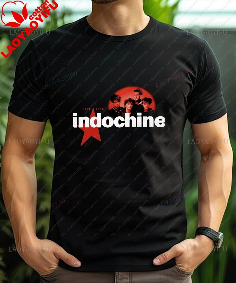French Band Indochine Classic Poster Print Fashion T-shirt, Unisex Casual Shirt, Spring/summer Quality Cotton Round Neck T-shirt
