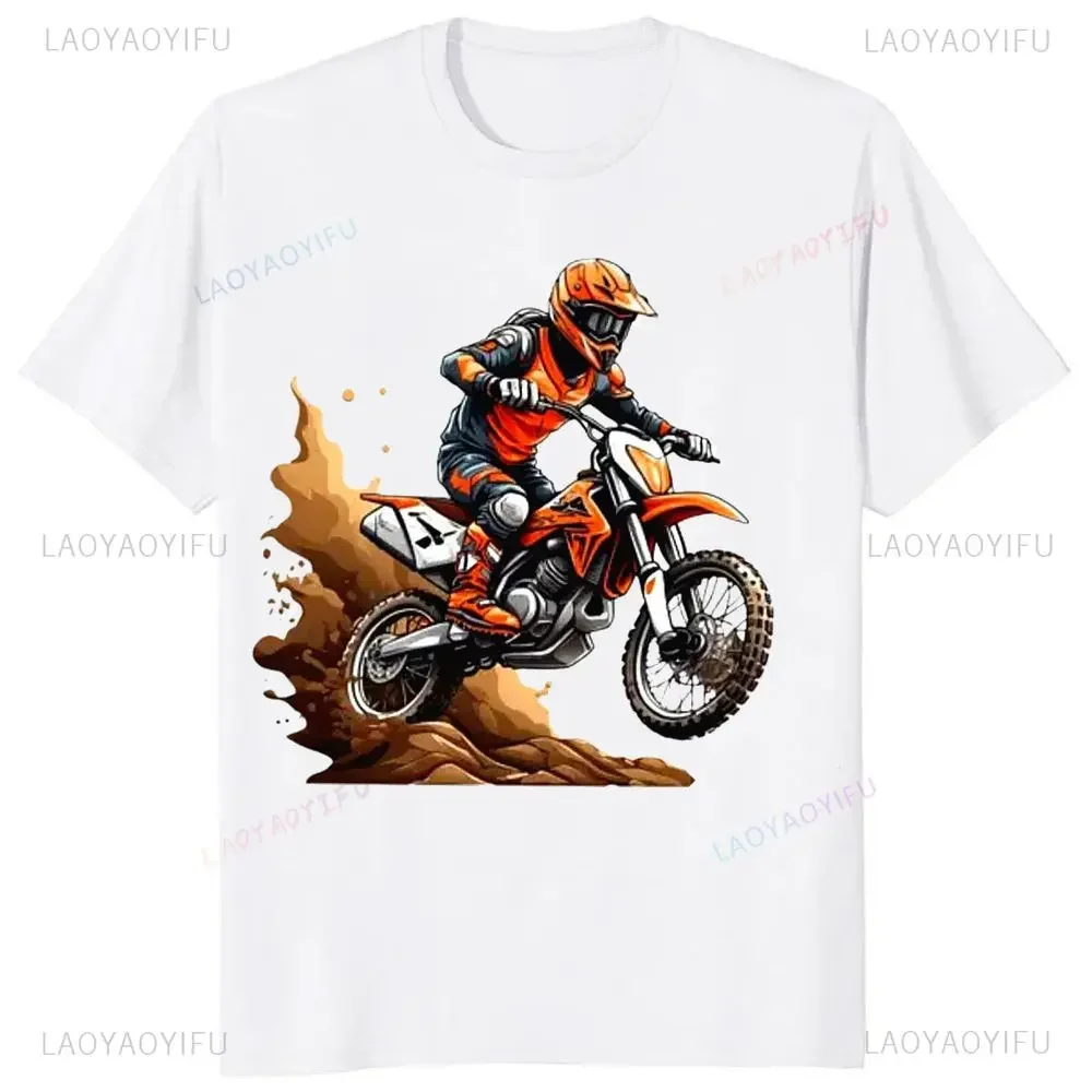 Very "Cool Biker" Dynamic Trend Biker Print Summer Casual T-shirt