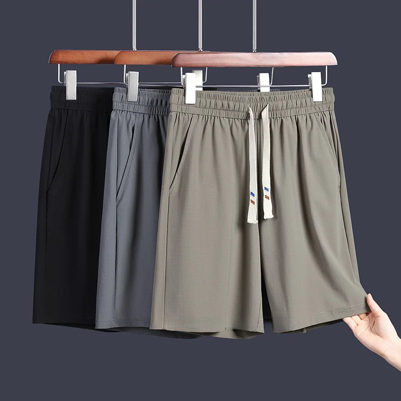 

Ice Silk Thin Men's orts Summer 2024 Loose Sports Pants Qui Dry Beach Five-Part Casual Mid-Pants Breathable Straight Leg