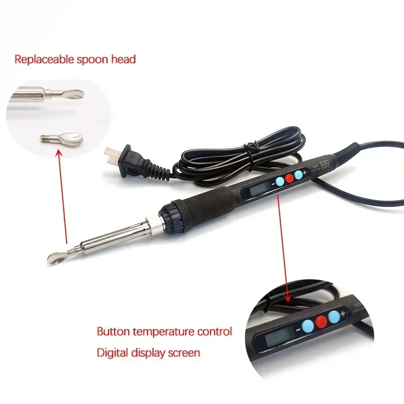 Professional 1Pcs Dental Electric Wax Spoon Head - Replaceable Button Design, Digital Display & Rotating Temperature Regulation