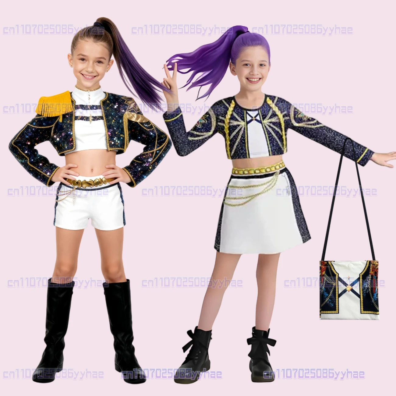 Kids Zoey Rumi Mira Stage Outfits Cosplay Girls Black Costume Uniform Halloween Party Role Playing Printed Fancy Dress Up Suits