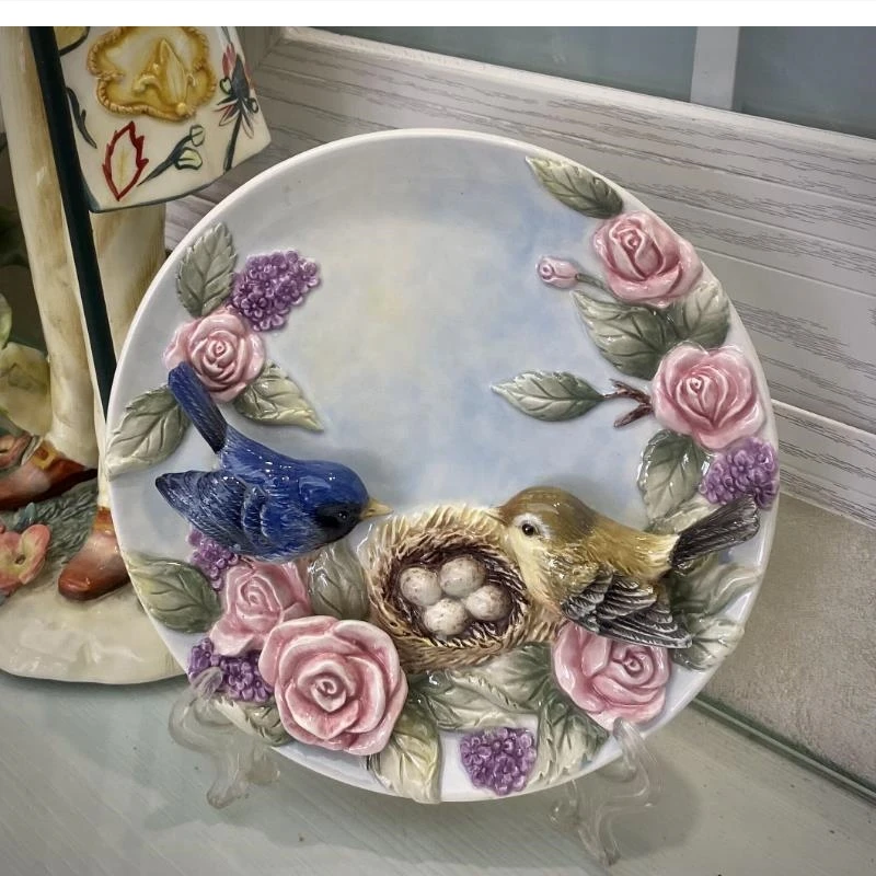 3D Red Lover Decorative Wall Dishes Porcelain Plates Decor Crafts Room Decoration Accessories Figurine