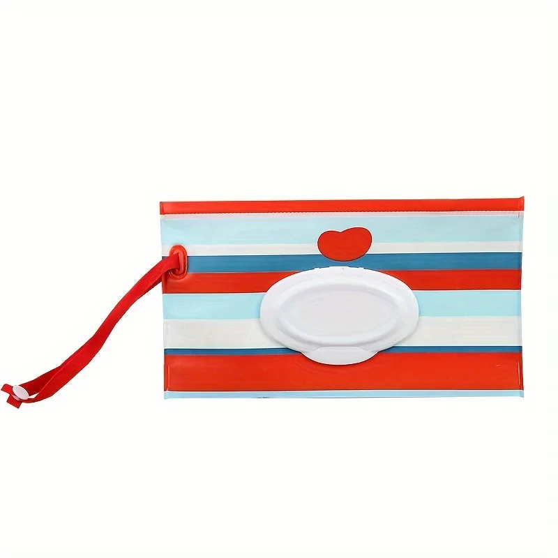1pc Wet Wipe Pouch Portable Wipes Holder Case Flip Cover Snap-Strap Reusable Refillable Cosmetic Pouch Useful Random color