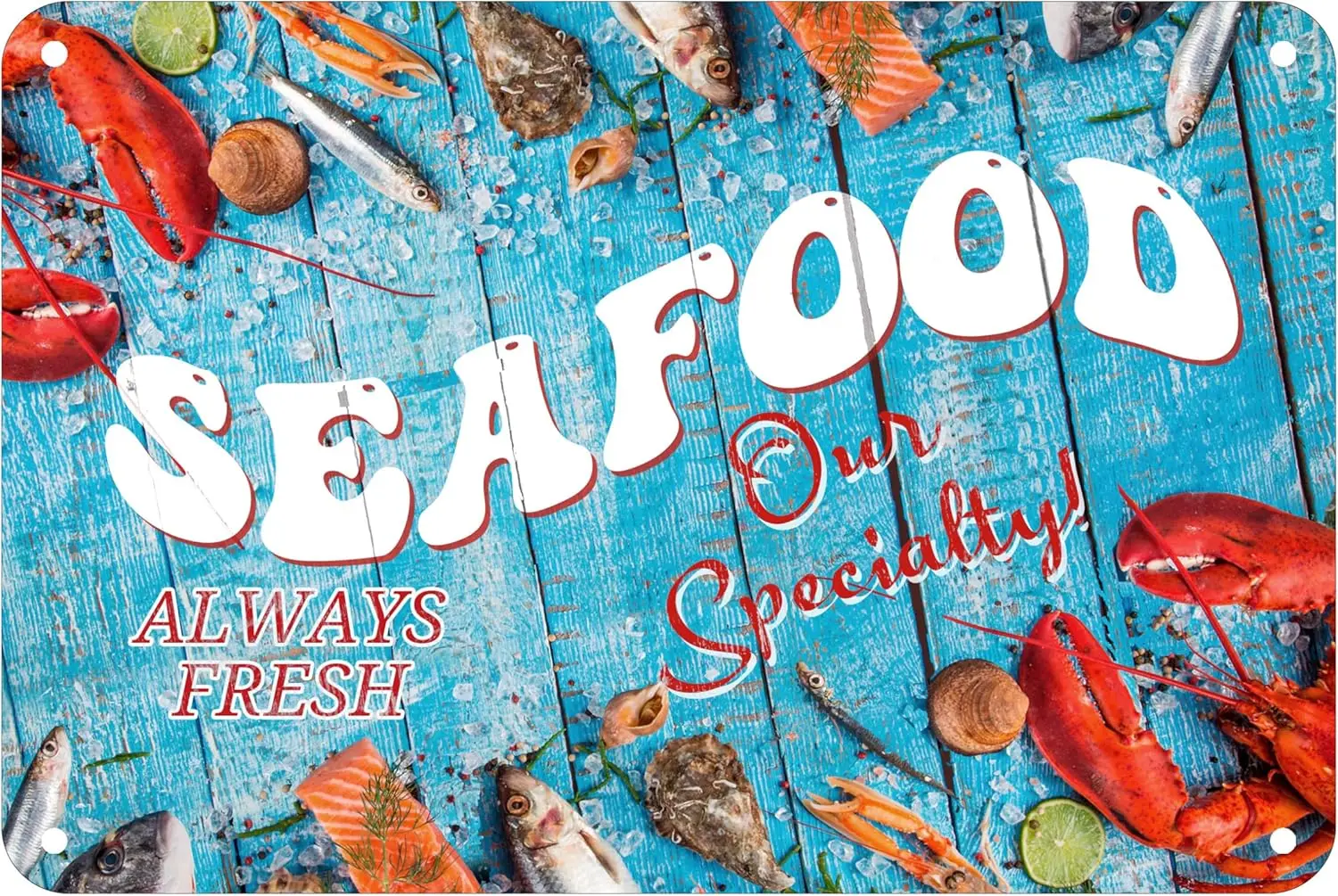 Metal Tin Sign Vintage Look Restaurant Seafood Shop Decoration Summer Beach Crafts Sign for Home Kitchen Farm Bar Pub Funny sign