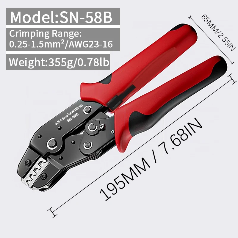 Imagem -04 - Ratchet Crimping Plier Ferramenta Crimper 0.251.5 mm ² Awg24-16for Duponttejstmolex Terminal Fio Alicate Elétrico Sn58b