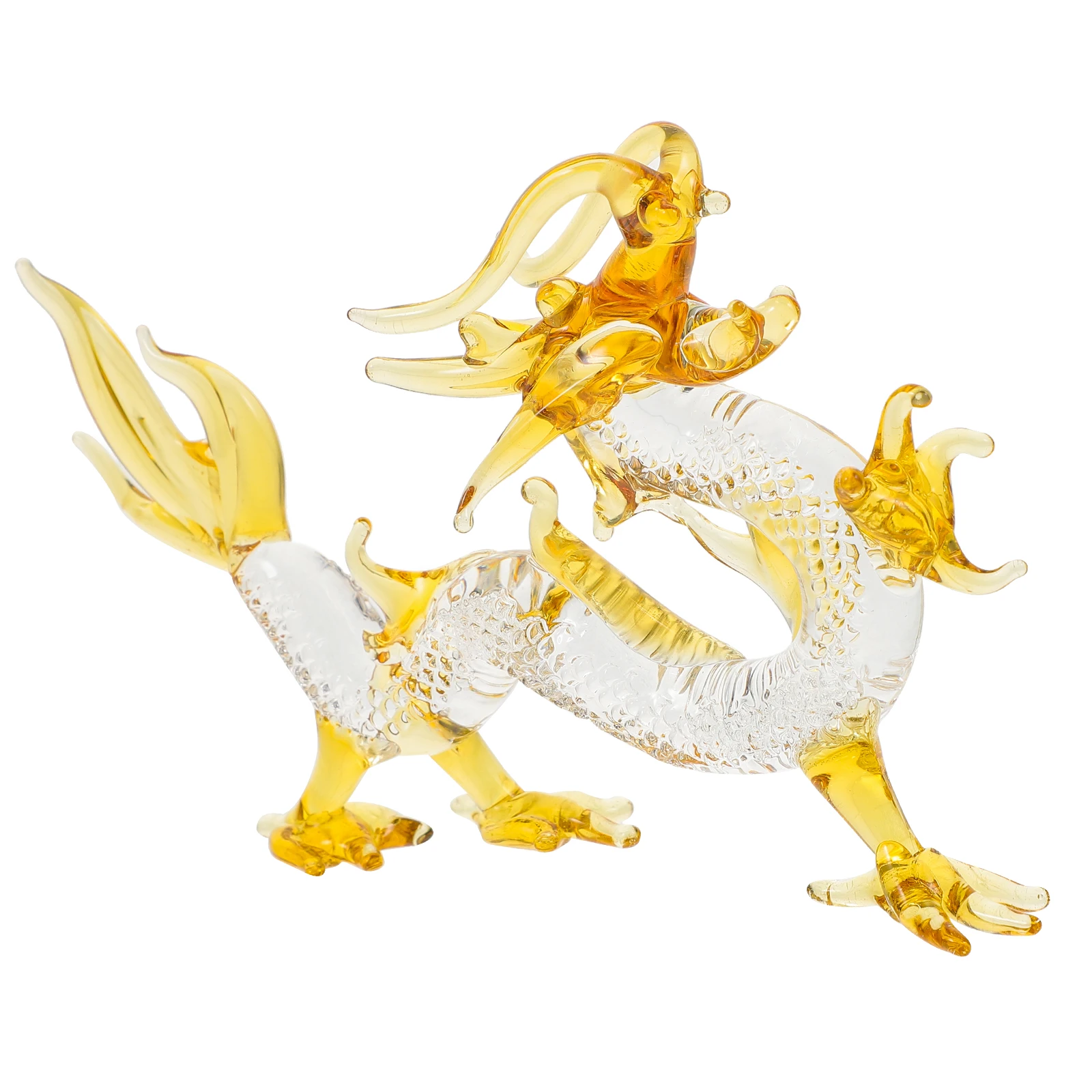 

Crystal Glass Dragon Sculpture Desktop Ornament Flat Bottom Dragon Decoration Home Office Lucky Statue Desk Decor