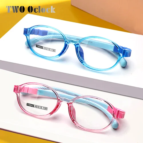 Montura de gafas flexibles para niños, gafas de protección contra luz azul transparentes, montura óptica para niños y niñas, sin dioptrías desmontables 45 15 130