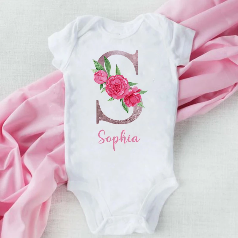 Mono personalizado con nombre de bebé, pelele con nombre de bebé para niña, regalo de Baby Shower para niña, traje bonito, ropa con inicial para niña