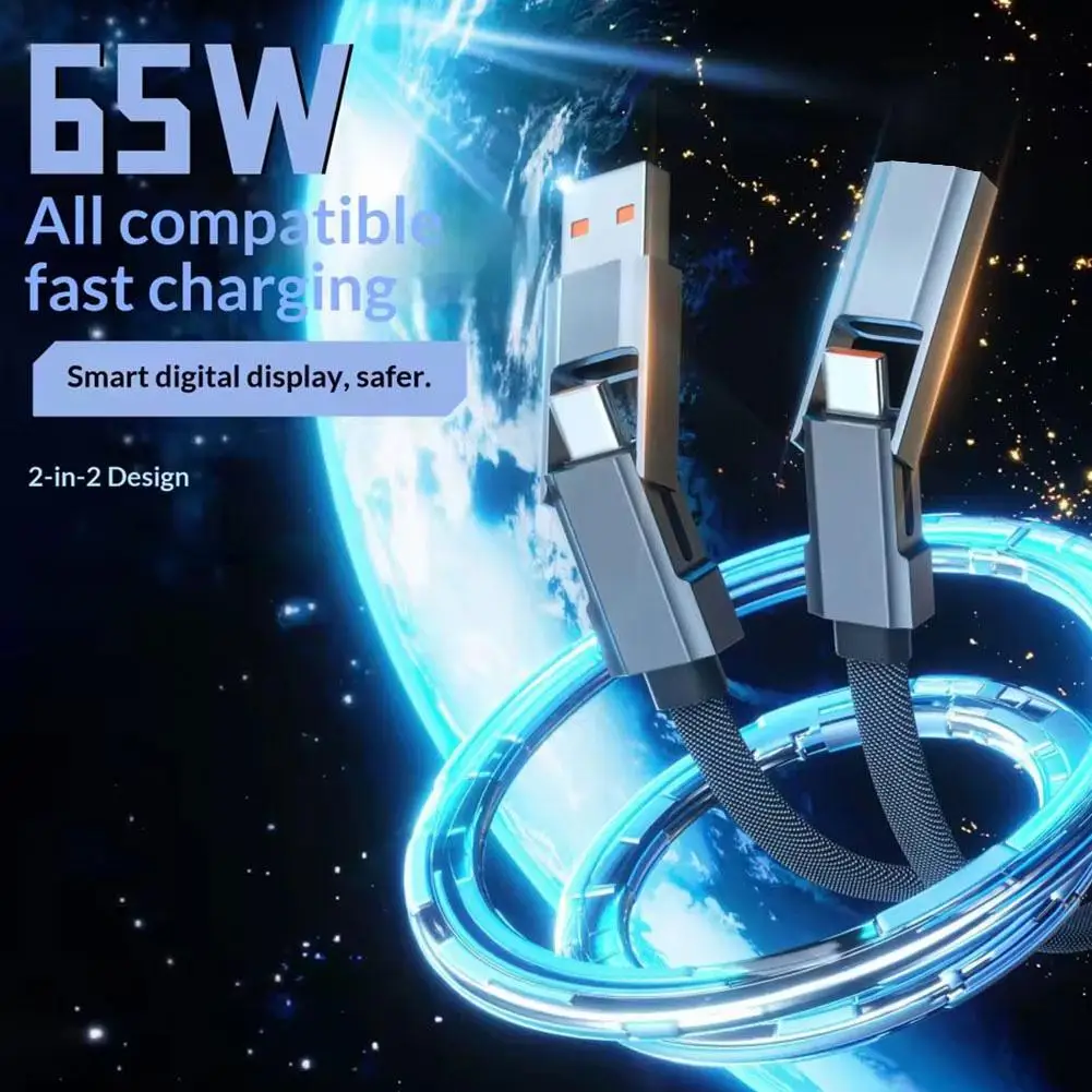 4 In 1 Fast Charging Cable Multi Port USB Type C Data Cable 1M/1.5M/2M  PD 65W Quick Charge USB Type C Cable