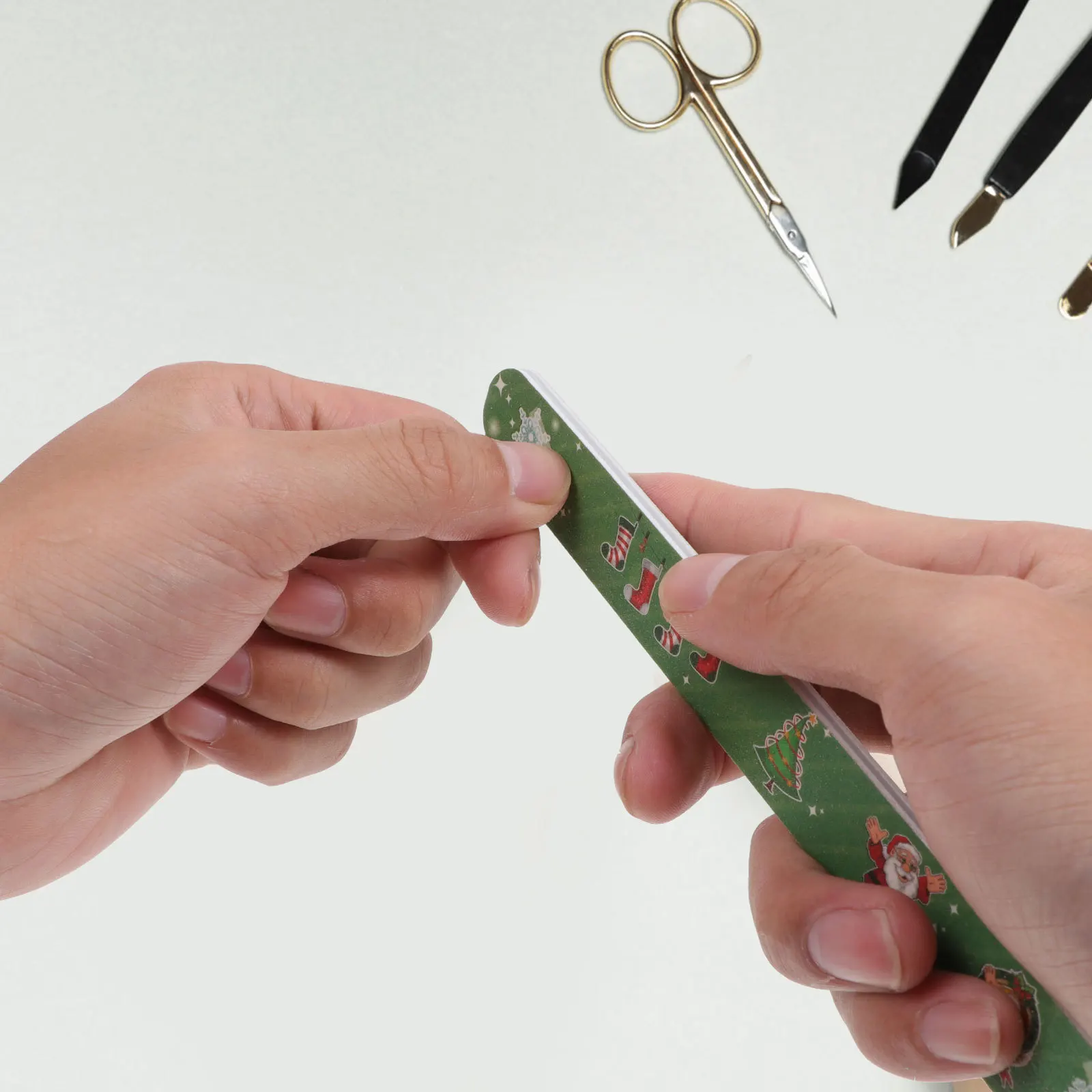 

12Pcs Christmas Xmas Nail Files Manicure Grit Tools for Natural False Extension Nails DIY Salon Nail Art Festive Gift