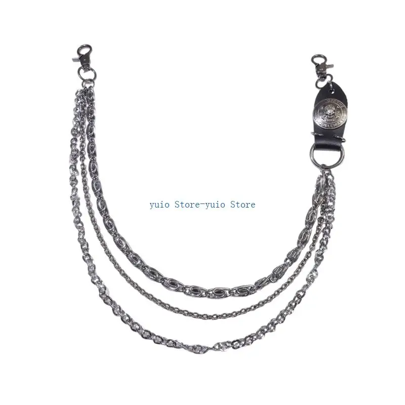 X7XB Multi Purpose Metal Punk Pants Chain Belt Quick Released For Jeans Accessories And Keychain Decoration