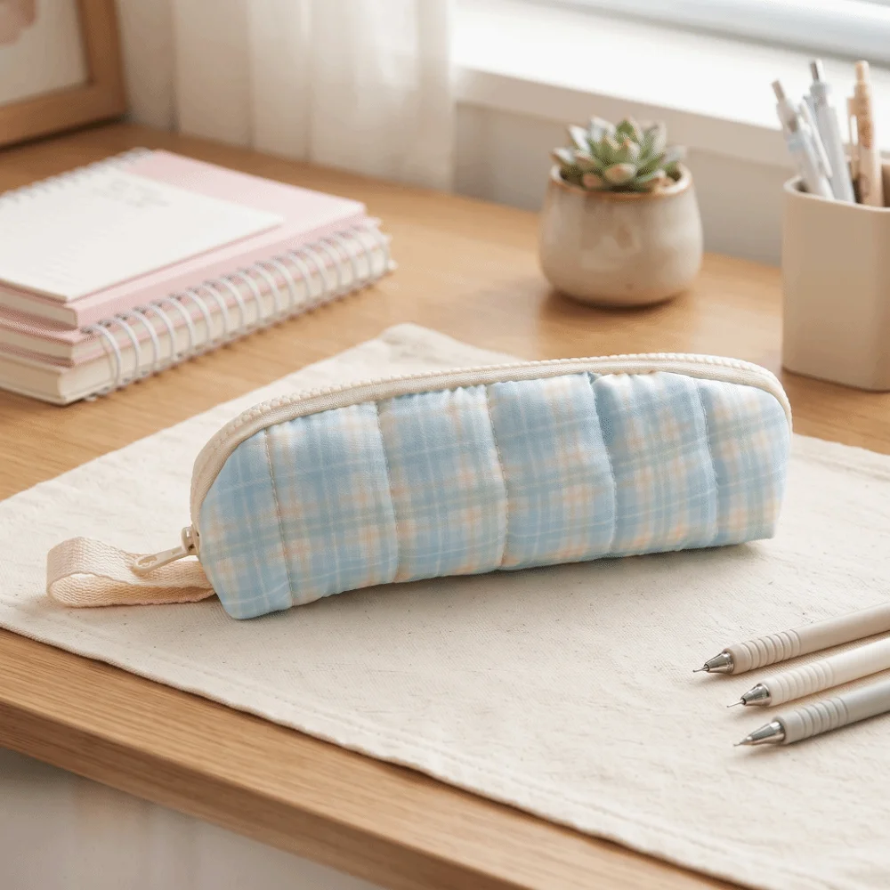 Aesthetic Lattice Pencil Case Large Capacity Multifunctional Pencil Bag Zipper Cute Stationery Bag Students